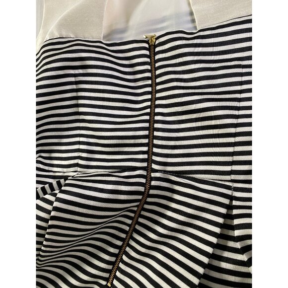 Julian Taylor Cream and Black Stripe Back Cut Out Dress Size 14 Whimsical Church - Picture 13 of 15